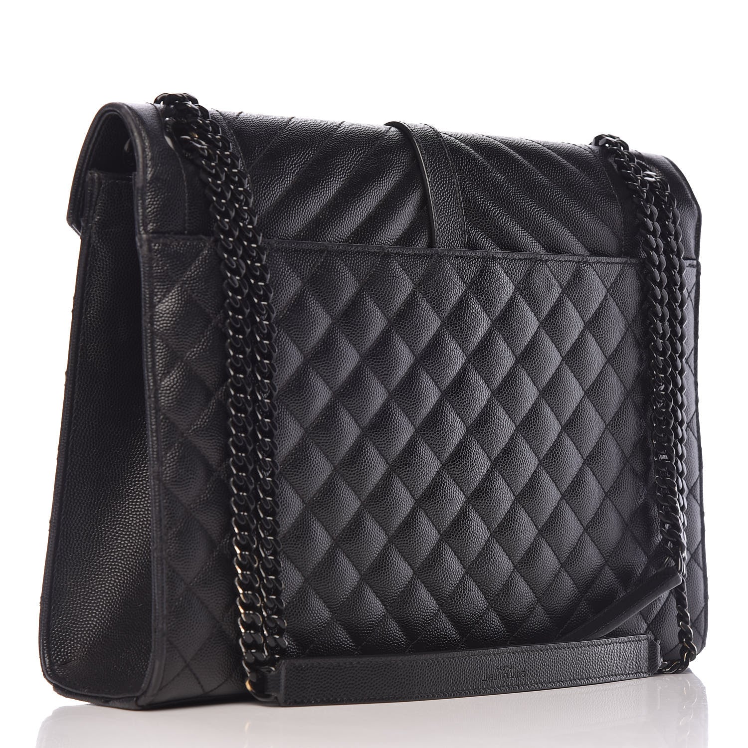 Saint Laurent Grain De Poudre Large Tri-Quilt Monogram Satchel Black 3 of 15