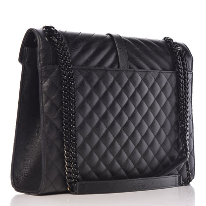 Saint Laurent Grain De Poudre Large Tri-Quilt Monogram Satchel Black 3 of 15