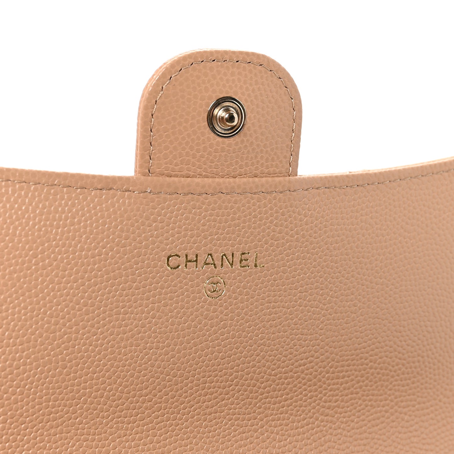 Caviar Quilted Large Gusset Flap Wallet Beige