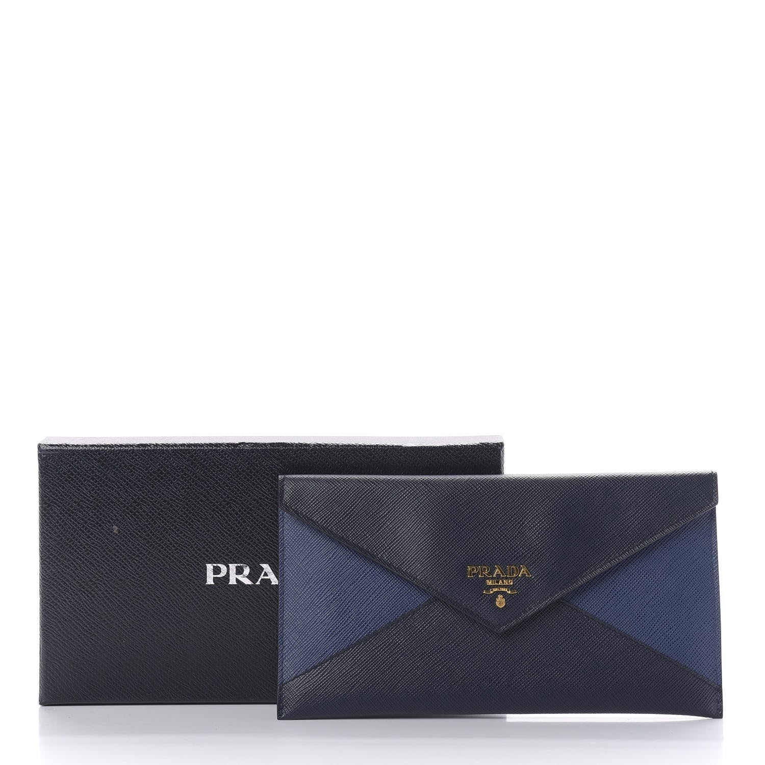Prada Saffiano Bi-Color Envelope Wallet Baltico Bluette 7 of 7