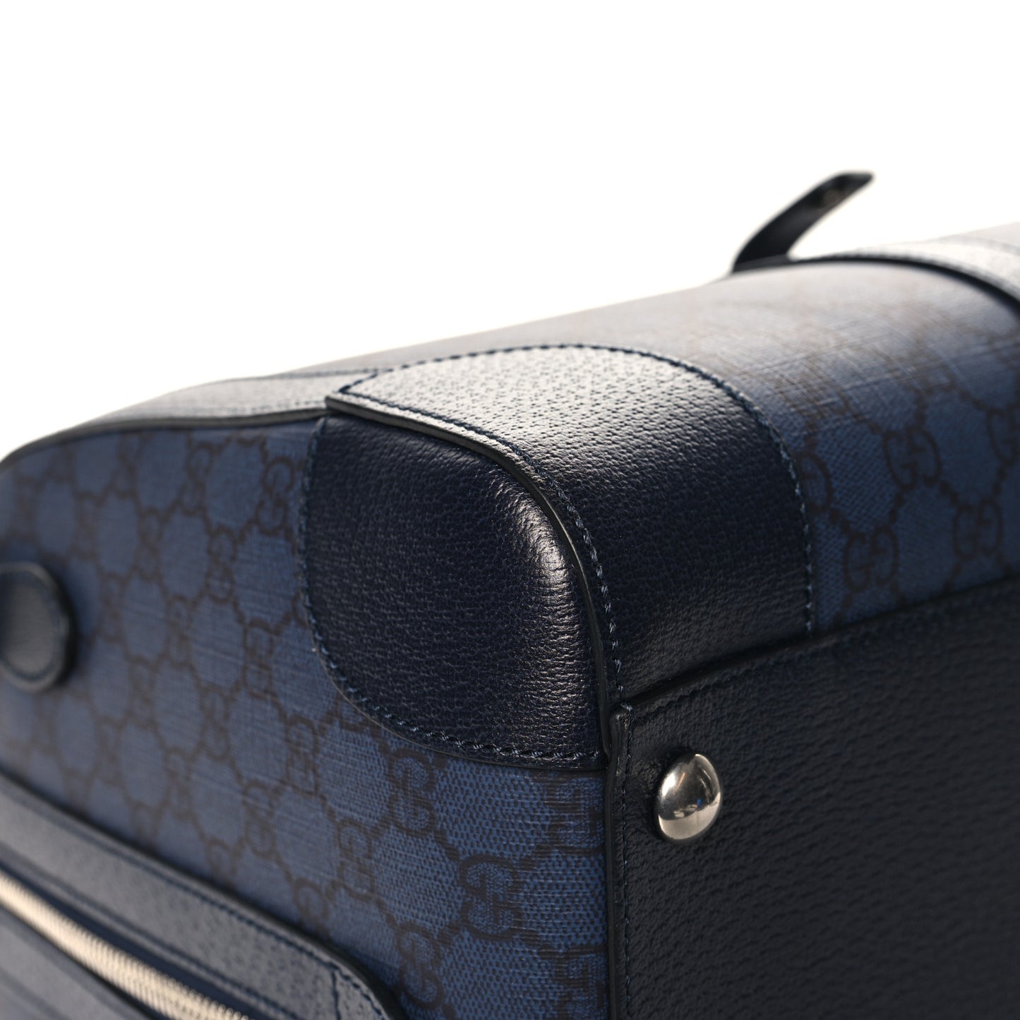 GG Supreme Monogram Textured Dollar Calfskin Medium Savoy Duffle Bag Blue Black