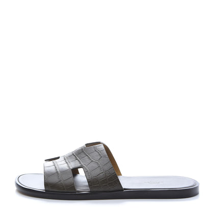 Hermes Matte Niloticus Crocodile Mens Izmir Sandals 42 Vert Olive 1 of 9