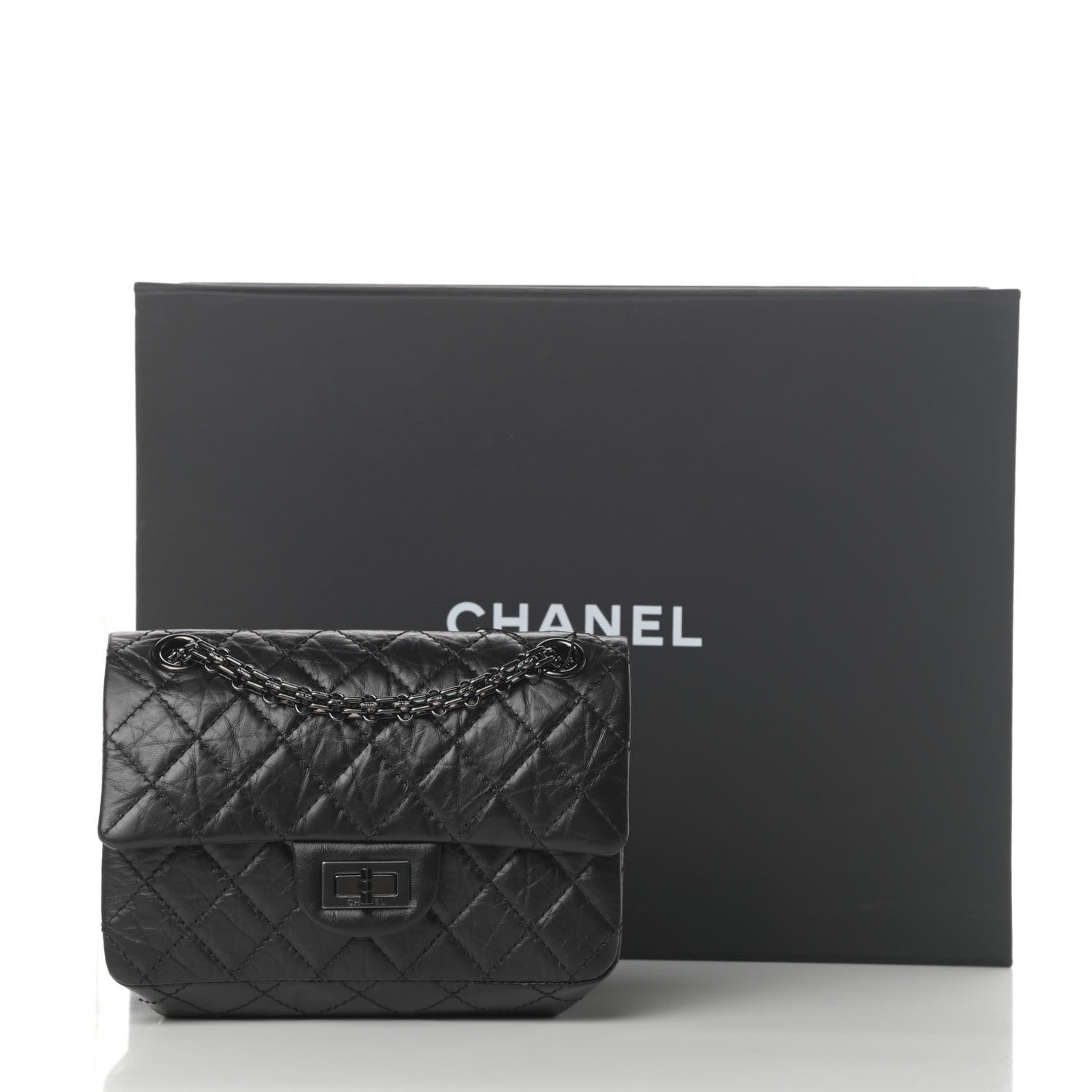 Chanel Aged Calfskin Quilted 2.55 Reissue Mini Flap So Black 12 of 13
