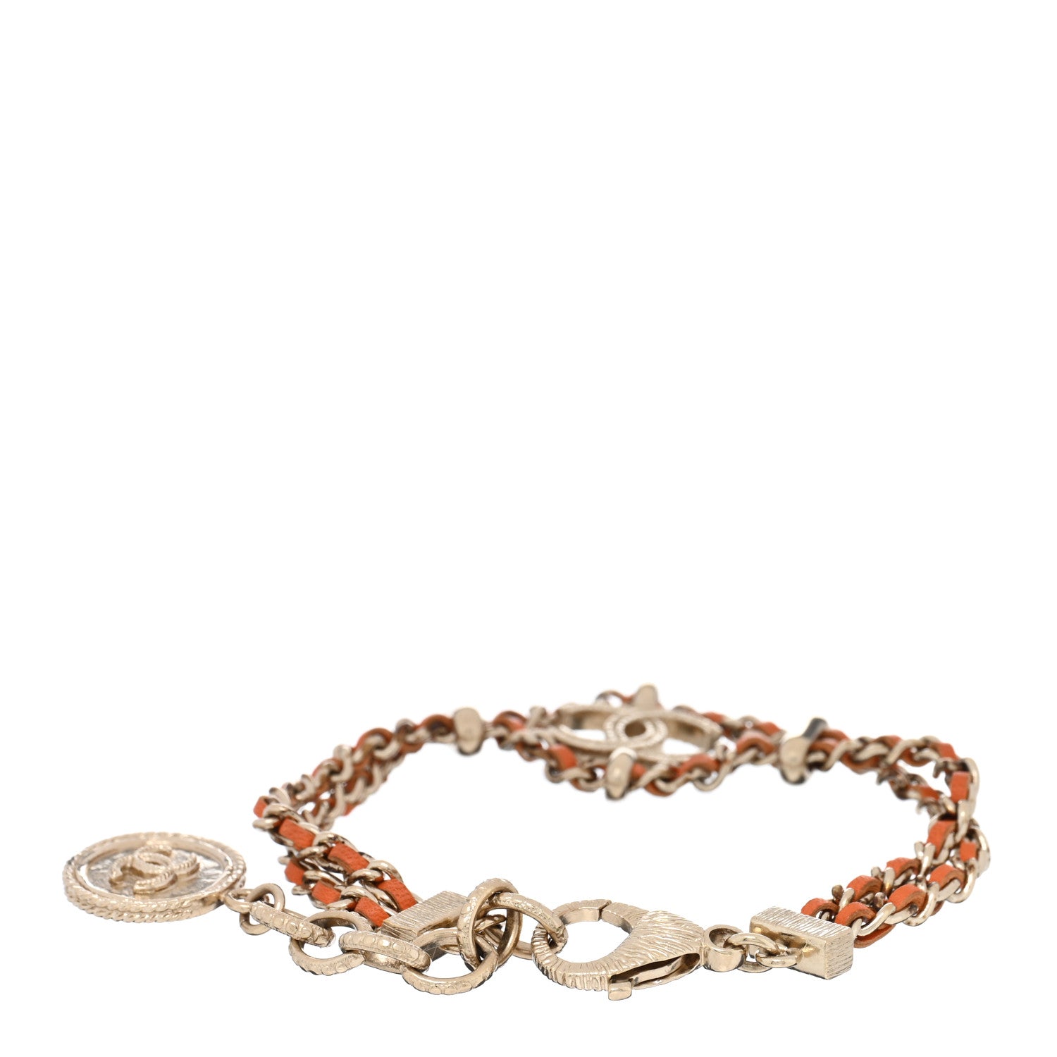 Chanel Metal Lambskin CC Chain Link Bracelet Orange 2 of 3