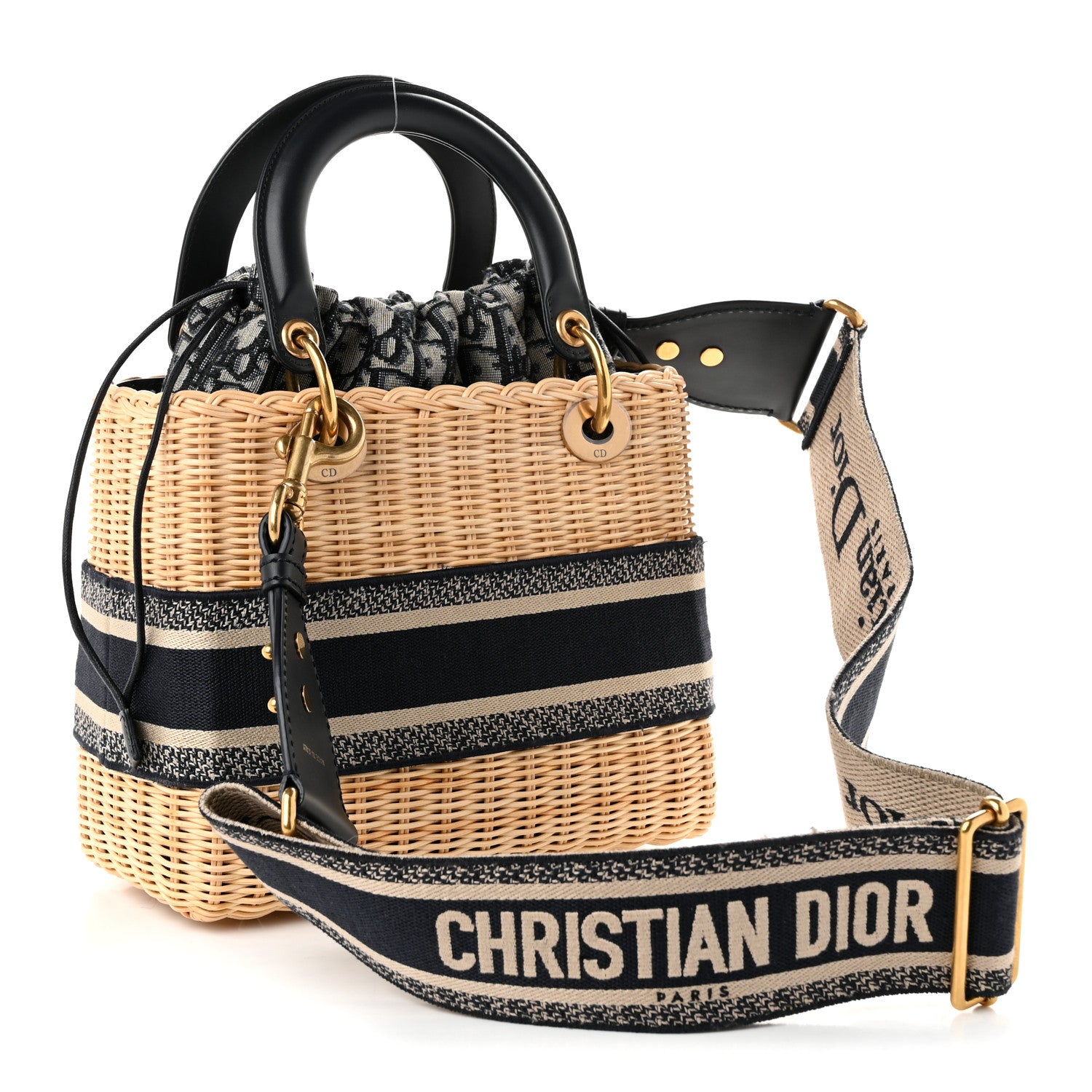 Christian Dior Wicker Oblique Medium Lady Dior Bag Blue 3 of 10