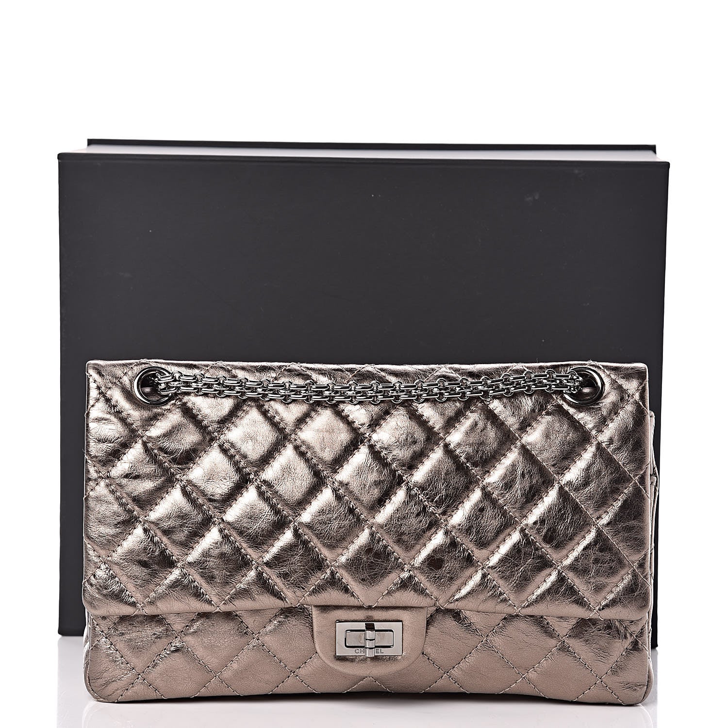 Chanel Metallic Aged Calfskin Quilted 2.55 Reissue 226 Flap Pewter 13 of 13