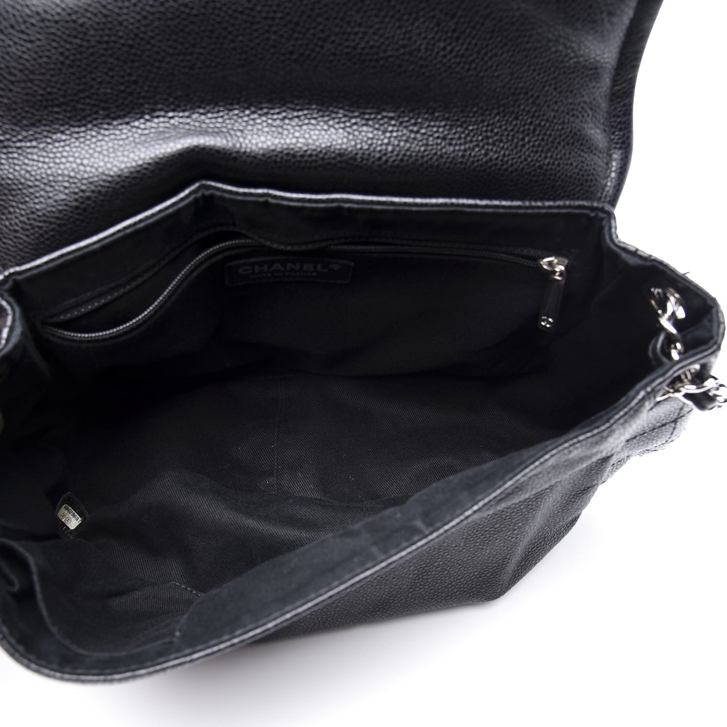 Caviar Half Moon Large Flap Black
