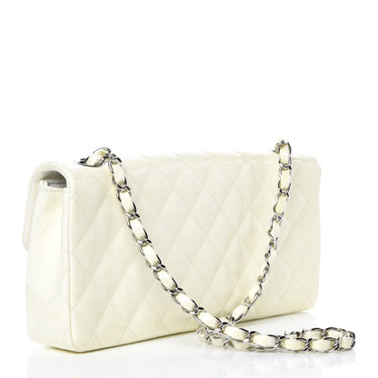 Chanel Distressed Patent Calfskin Quilted East West Flap White 3 of 16