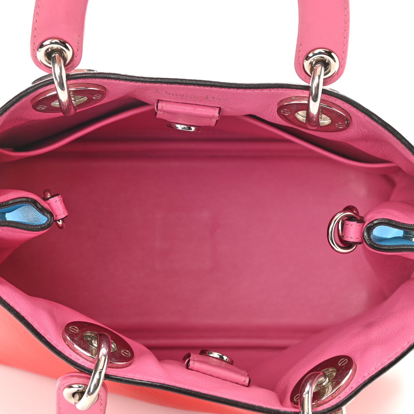 Calfskin Tri-Color Mini Diorissimo Tote Red Pink Blue