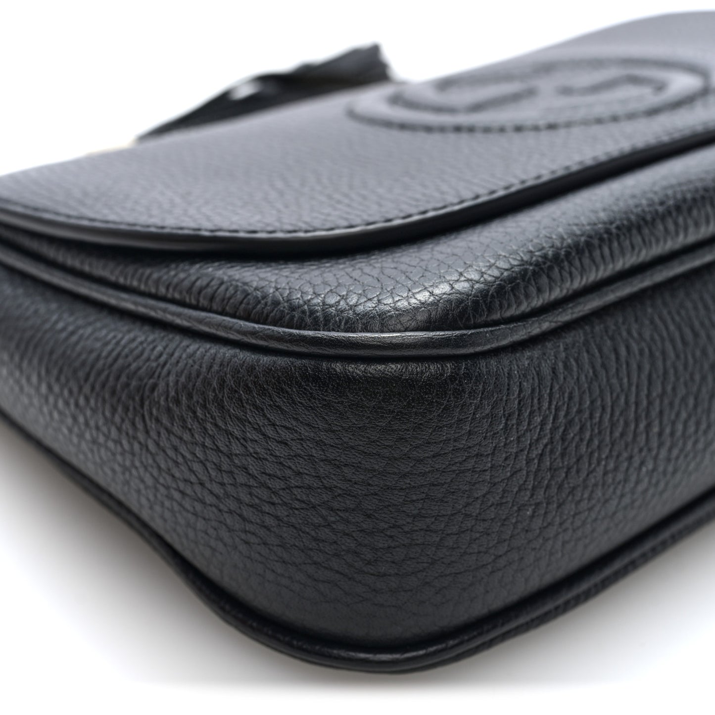 Pebbled Calfskin Medium Soho Flap Crossbody Black Black