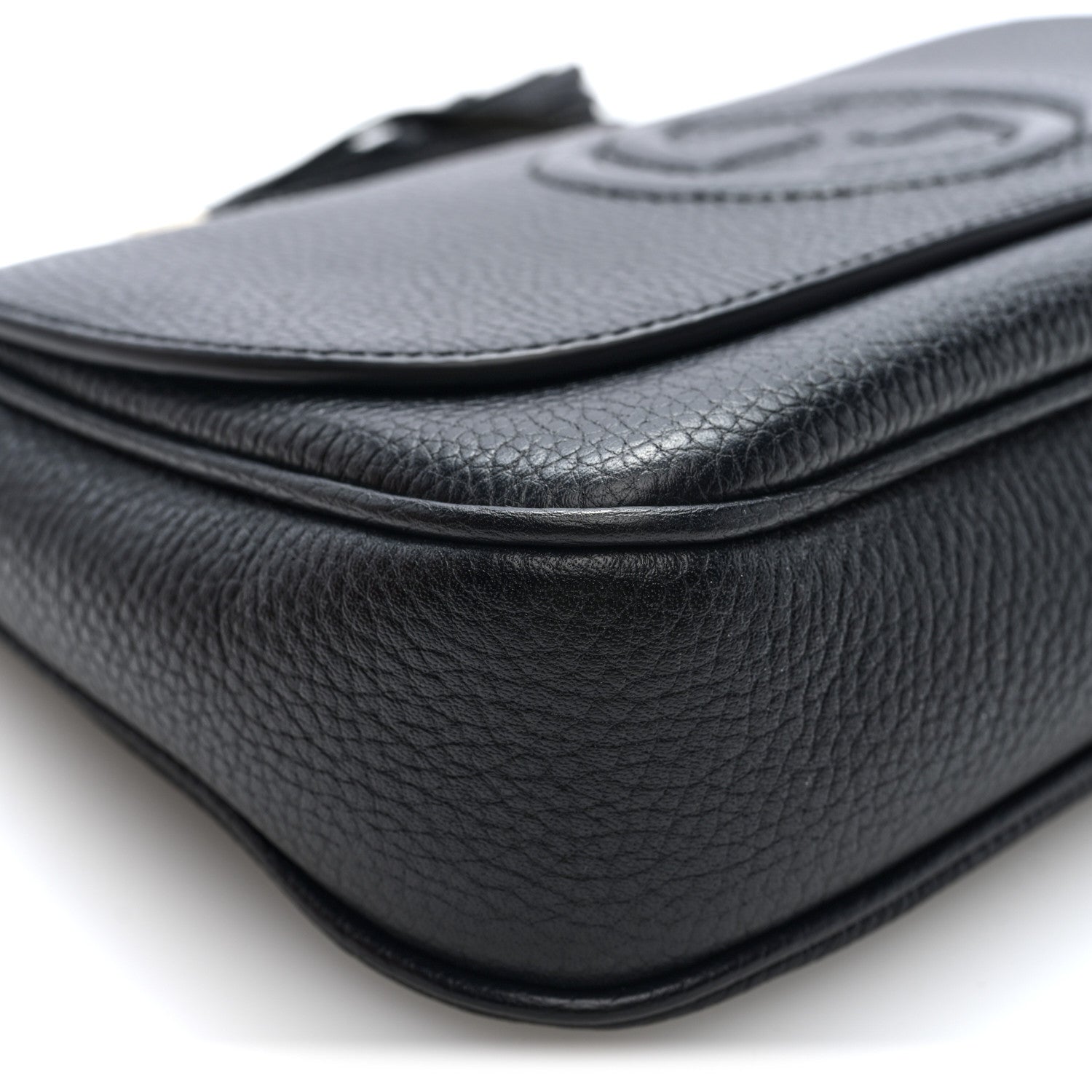 Gucci Pebbled Calfskin Medium Soho Flap Crossbody Black Black 9 of 10