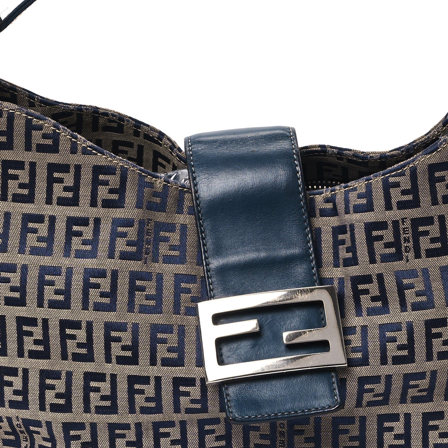 Fendi Zucchino Shoulder Bag Blue 7 of 12