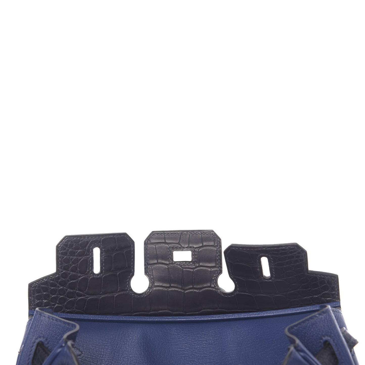 Taurillon Novillo Matte Alligator Birkin Touch 25 Bleu Saphir Marine