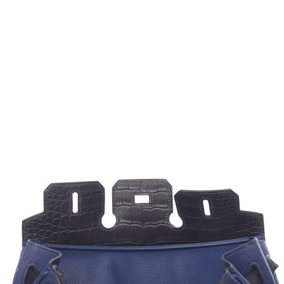 Hermes Taurillon Novillo Matte Alligator Birkin Touch 25 Bleu Saphir Marine 22 of 38