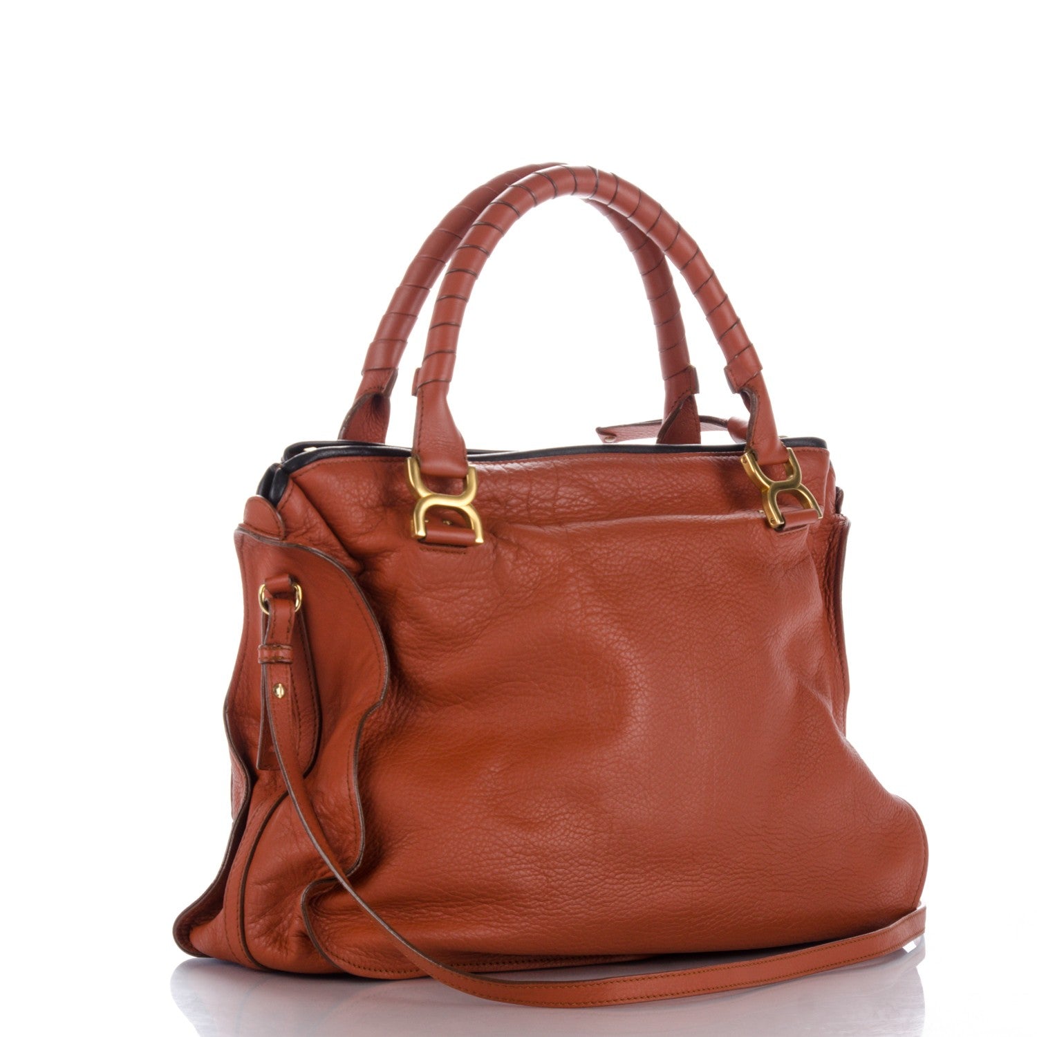 Chloe Calfskin Braided Large Marcie Satchel Whiskey 3 of 8