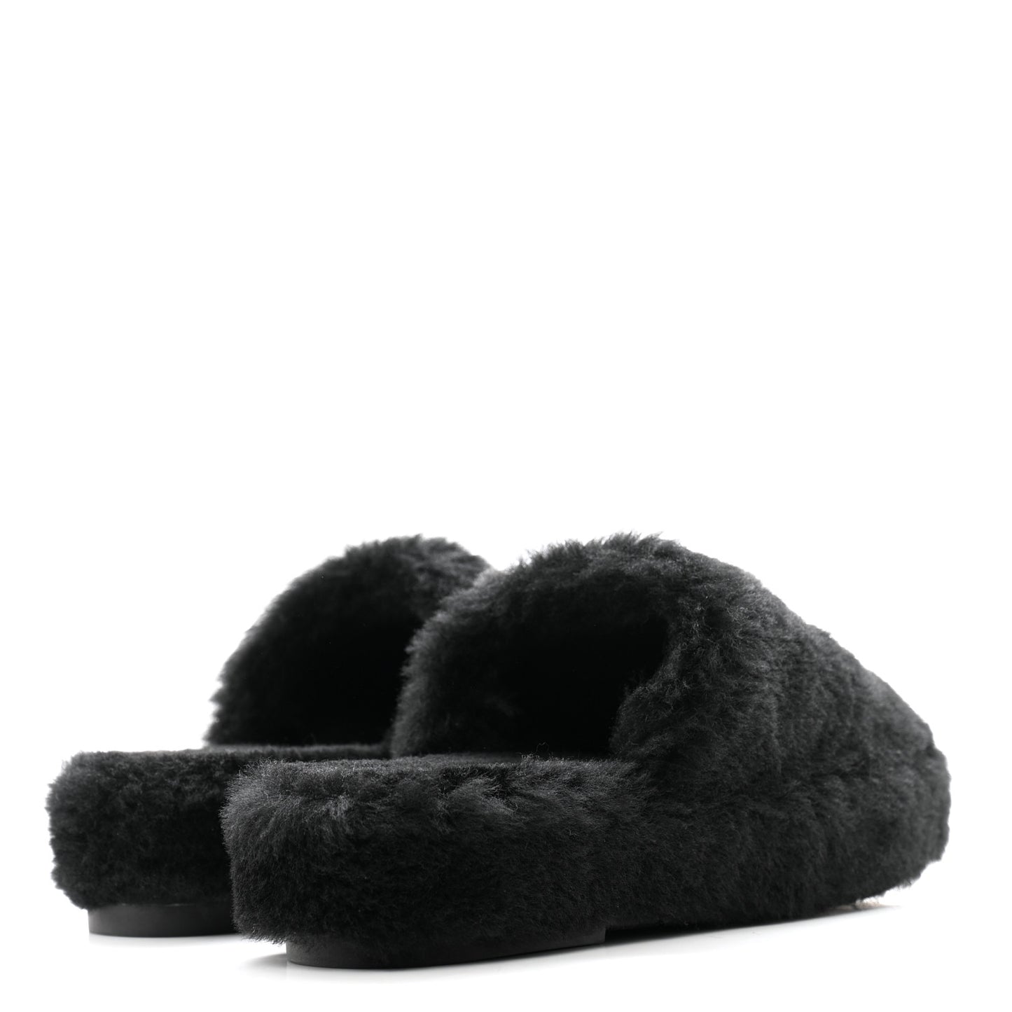 Fur CC Flat Mules 41 Black