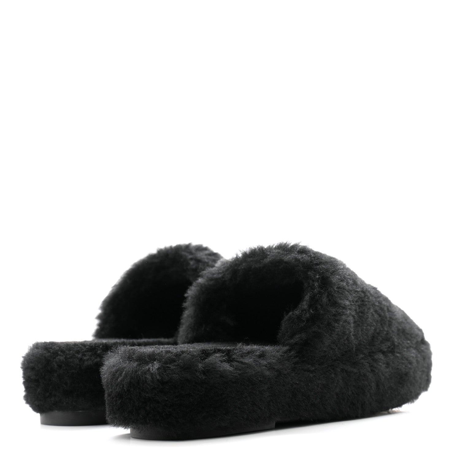 Chanel Fur CC Flat Mules 41 Black 4 of 14