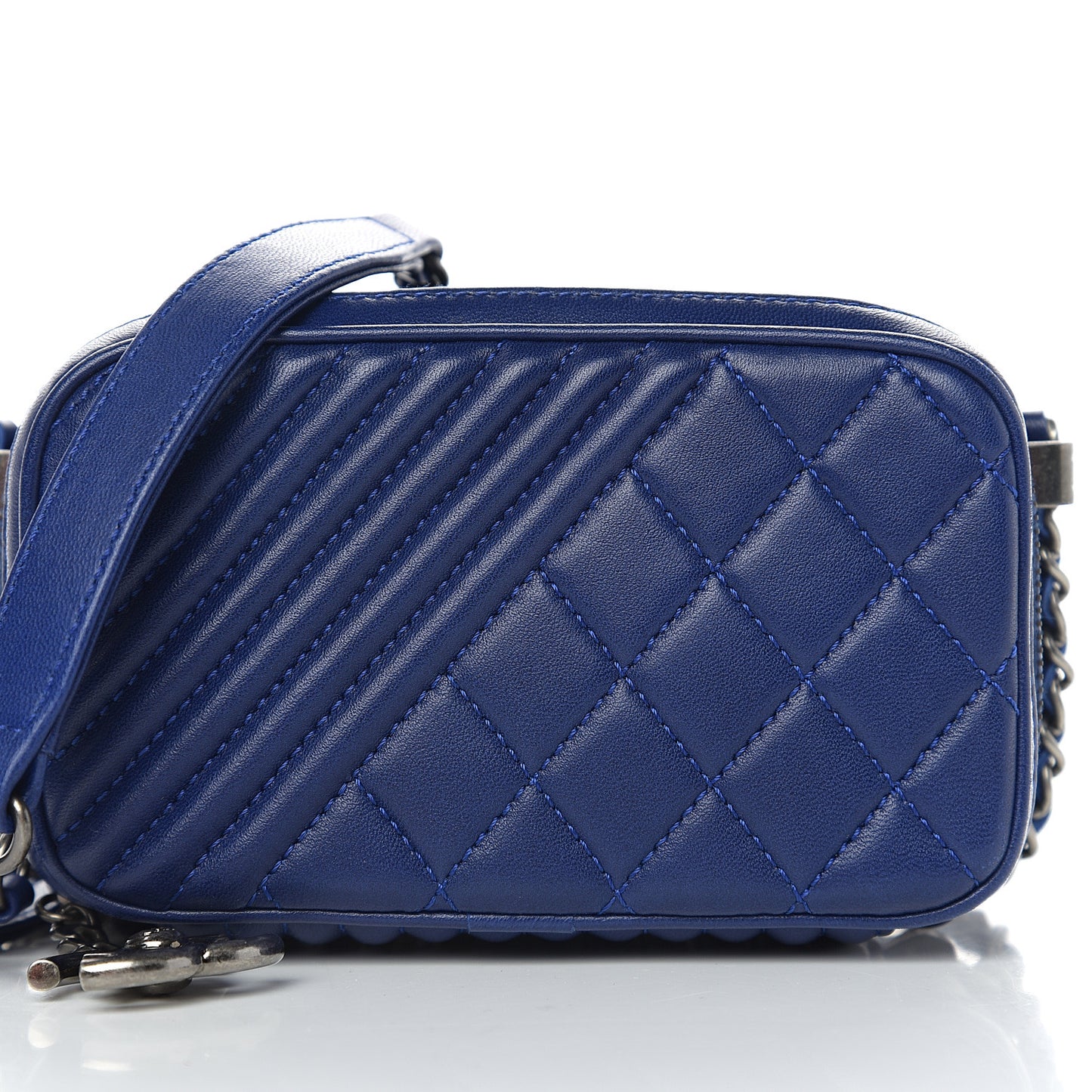Lambskin Quilted Mini Coco Boy Camera Bag Blue