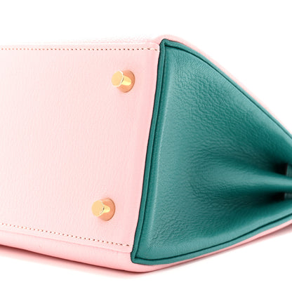 Hermes Chevre Mysore Horseshoe Kelly Retourne 28 Bleu Paon Rose Sakura 10 of 11