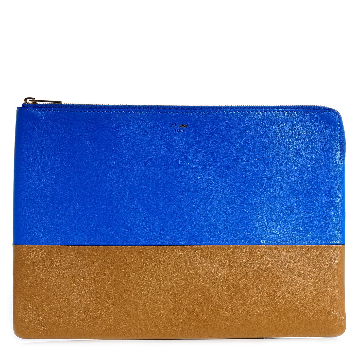 Smooth Lambskin Bi-Color Solo Clutch Pouch Royal Blue Khaki