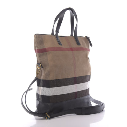 Burberry Grainy Calfskin Mega Check Armley Folding Messenger Black 4 of 10