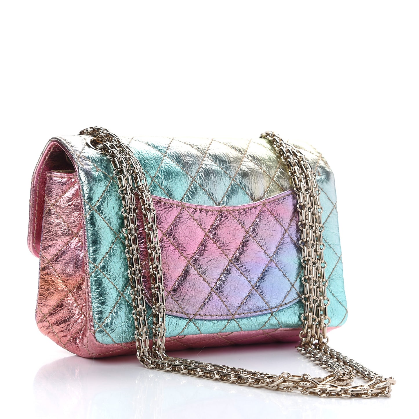 Metallic Goatskin Quilted Mini 2.55 Reissue Flap Multicolor