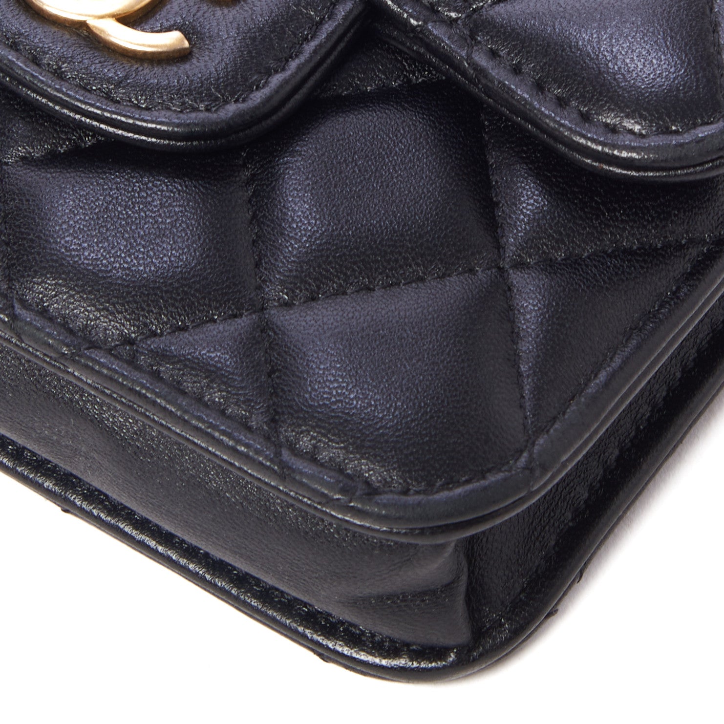 Chanel Lambskin Quilted Top Handle Flap Coin Purse With Chain Black 5 of 9