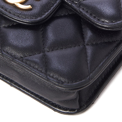 Chanel Lambskin Quilted Top Handle Flap Coin Purse With Chain Black 5 of 9