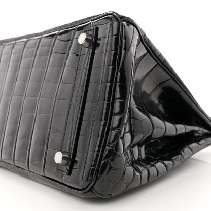 Hermes Shiny Niloticus Crocodile Birkin 30 Black 10 of 12