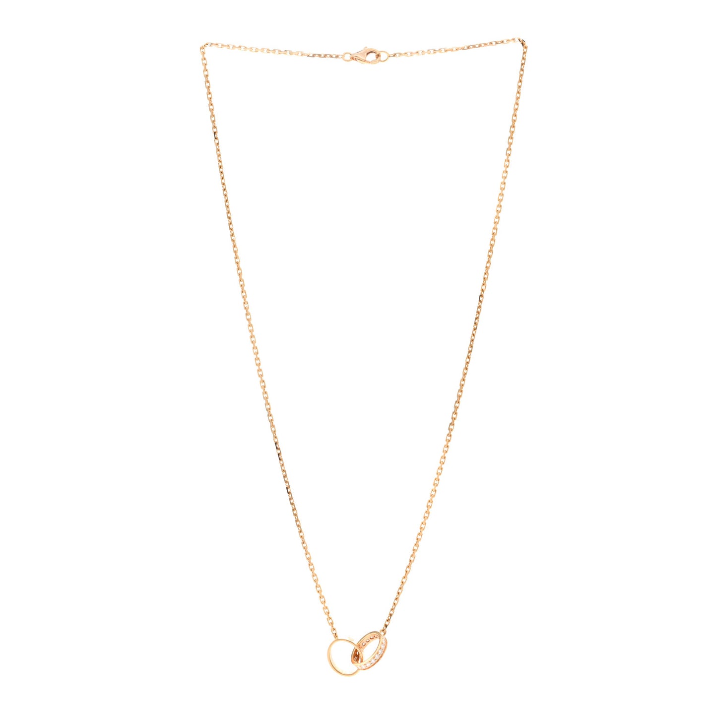 18K Pink Gold Diamond Interlocking LOVE Necklace