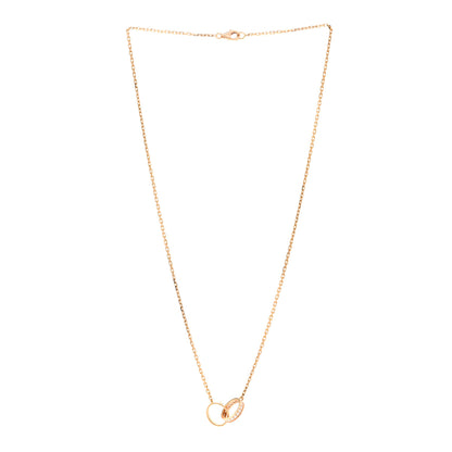 Cartier 18K Pink Gold Diamond Interlocking LOVE Necklace 3 of 5