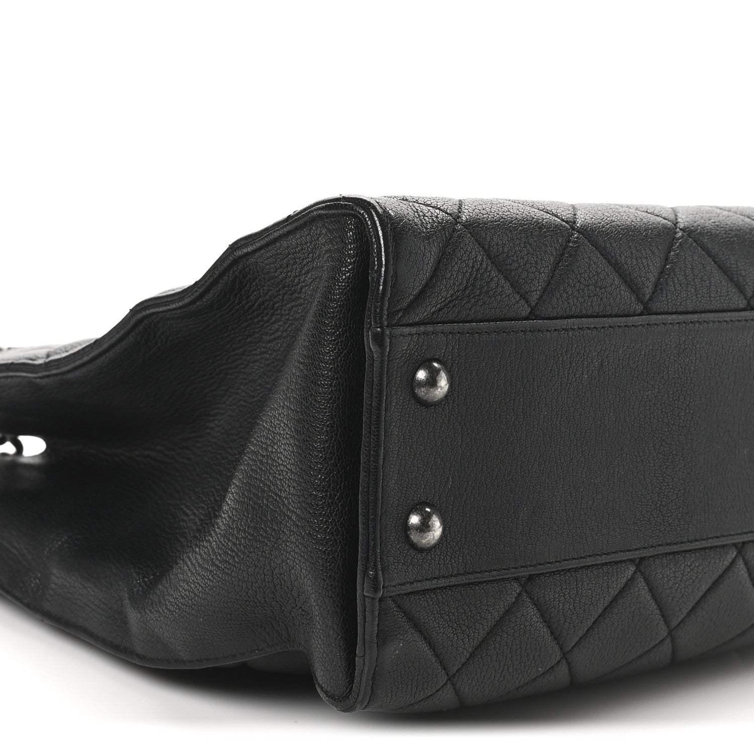 Chanel Goatskin Quilted Small Perfect Edge Shopping Tote Black 9 of 10