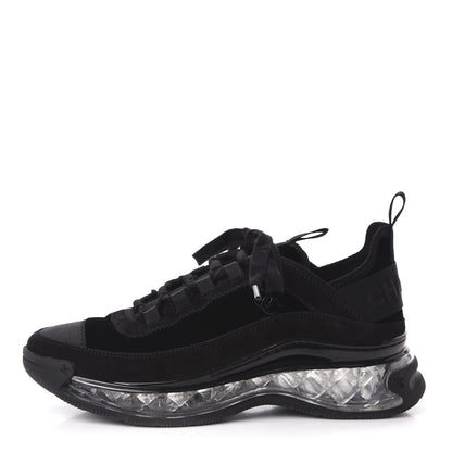 Chanel Suede Calfskin Velvet Grosgrain CC Sneakers 37.5 Black 1 of 10