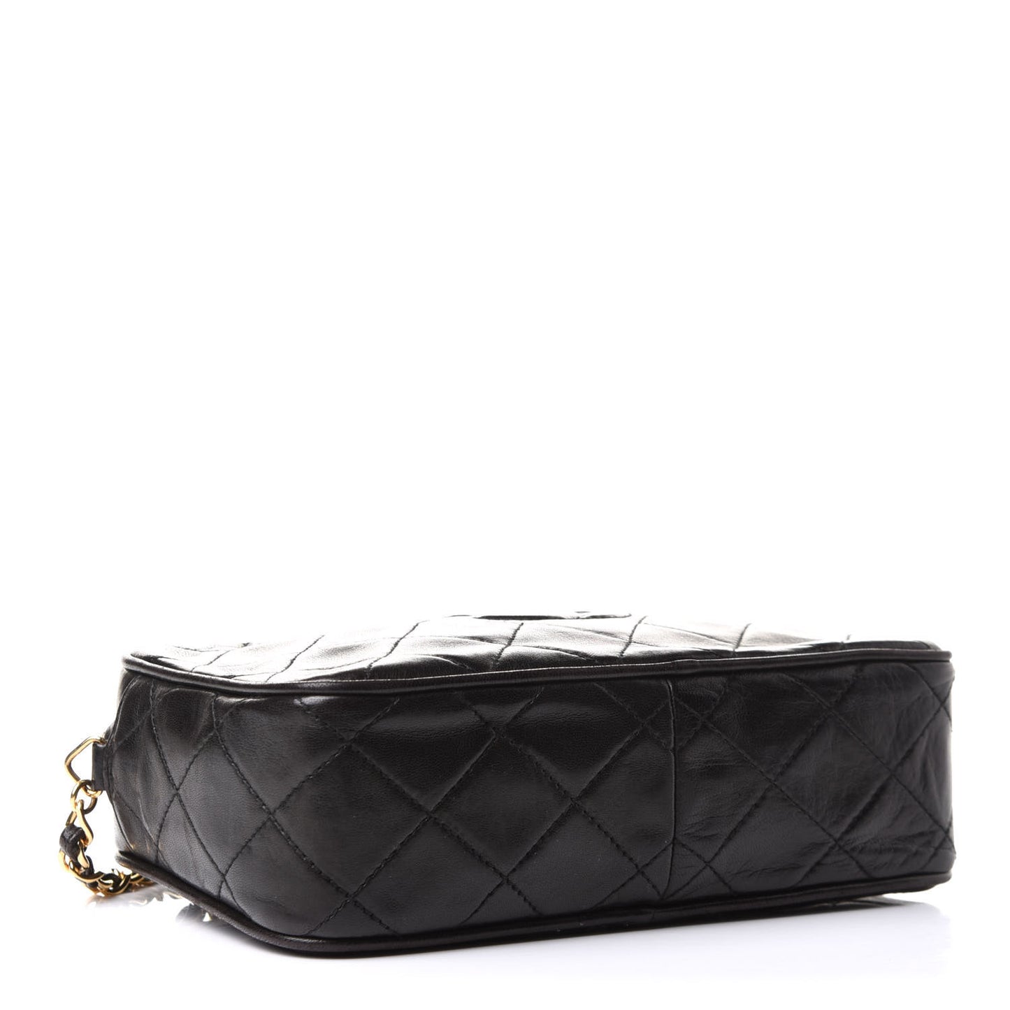 Lambskin Quilted Tassel Camera Case Black