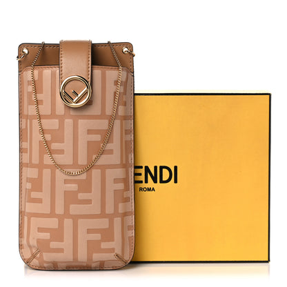 Fendi Vitello Termosport F is Fendi FF 1974 Embossed Phone Pouch Miele Scuro 7 of 7