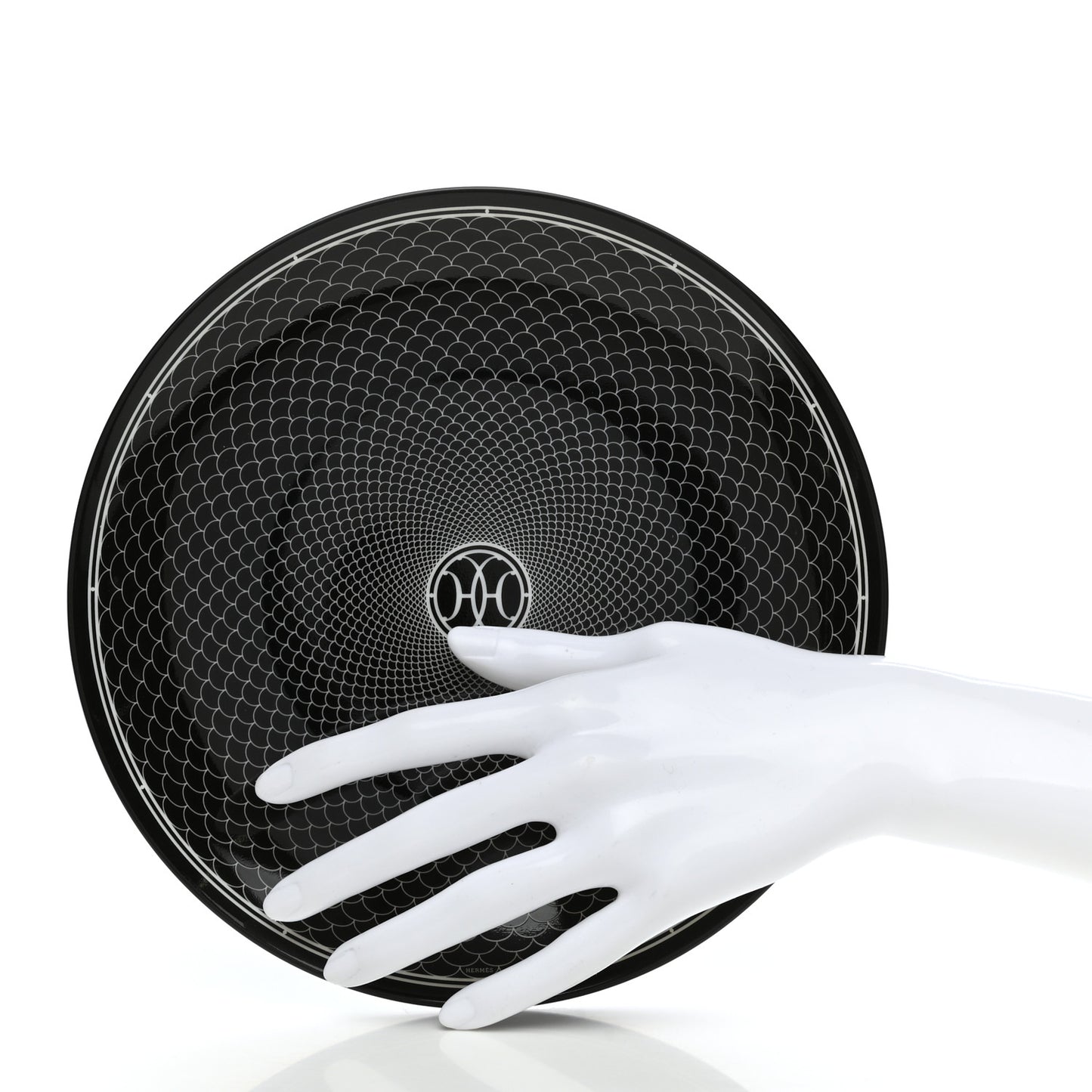 Porcelain H Deco Dessert Plates Set of 2 Black
