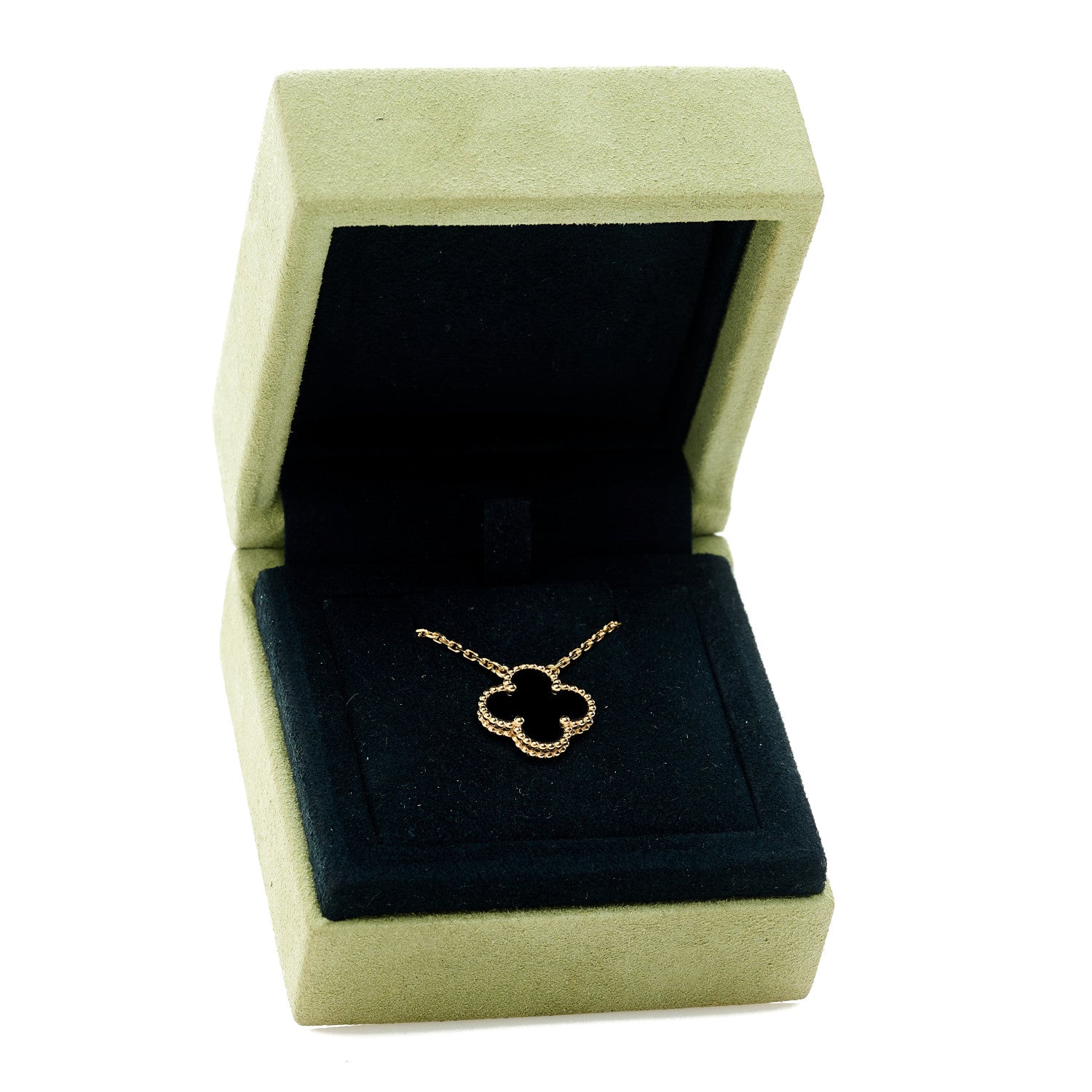 Van Cleef & Arpels 18K Yellow Gold Black Onyx Vintage Alhambra Pendant Necklace 6 of 6