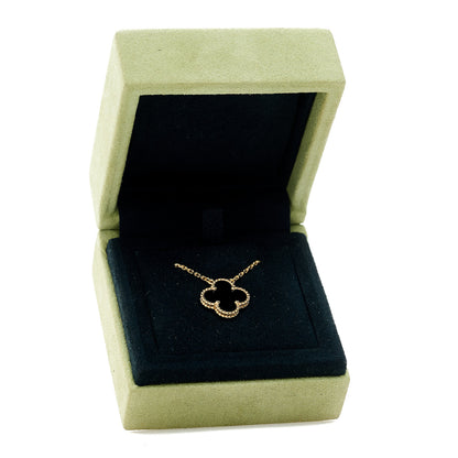 Van Cleef & Arpels 18K Yellow Gold Black Onyx Vintage Alhambra Pendant Necklace 6 of 6