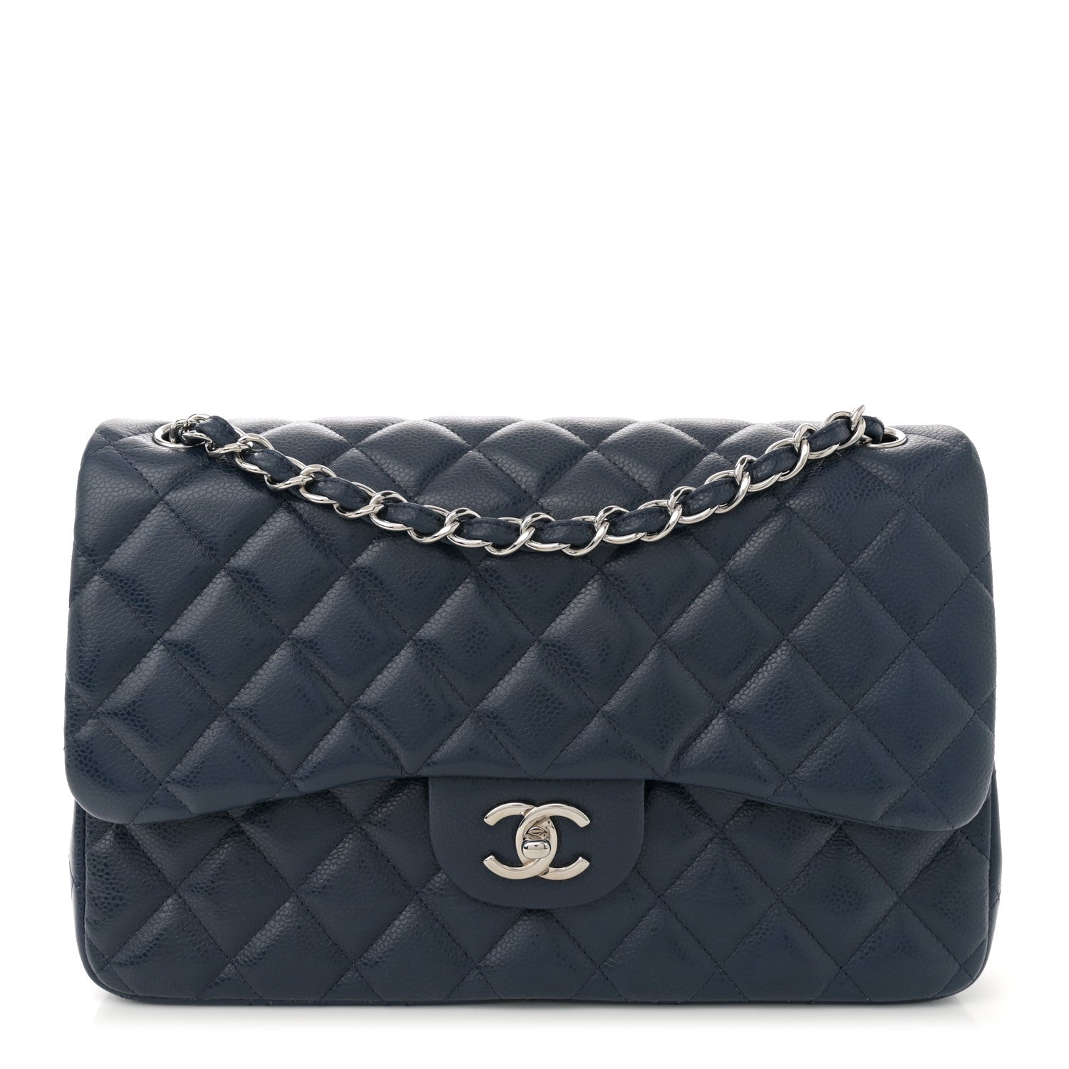 Chanel Caviar Quilted Jumbo Double Flap Navy 1 of 12