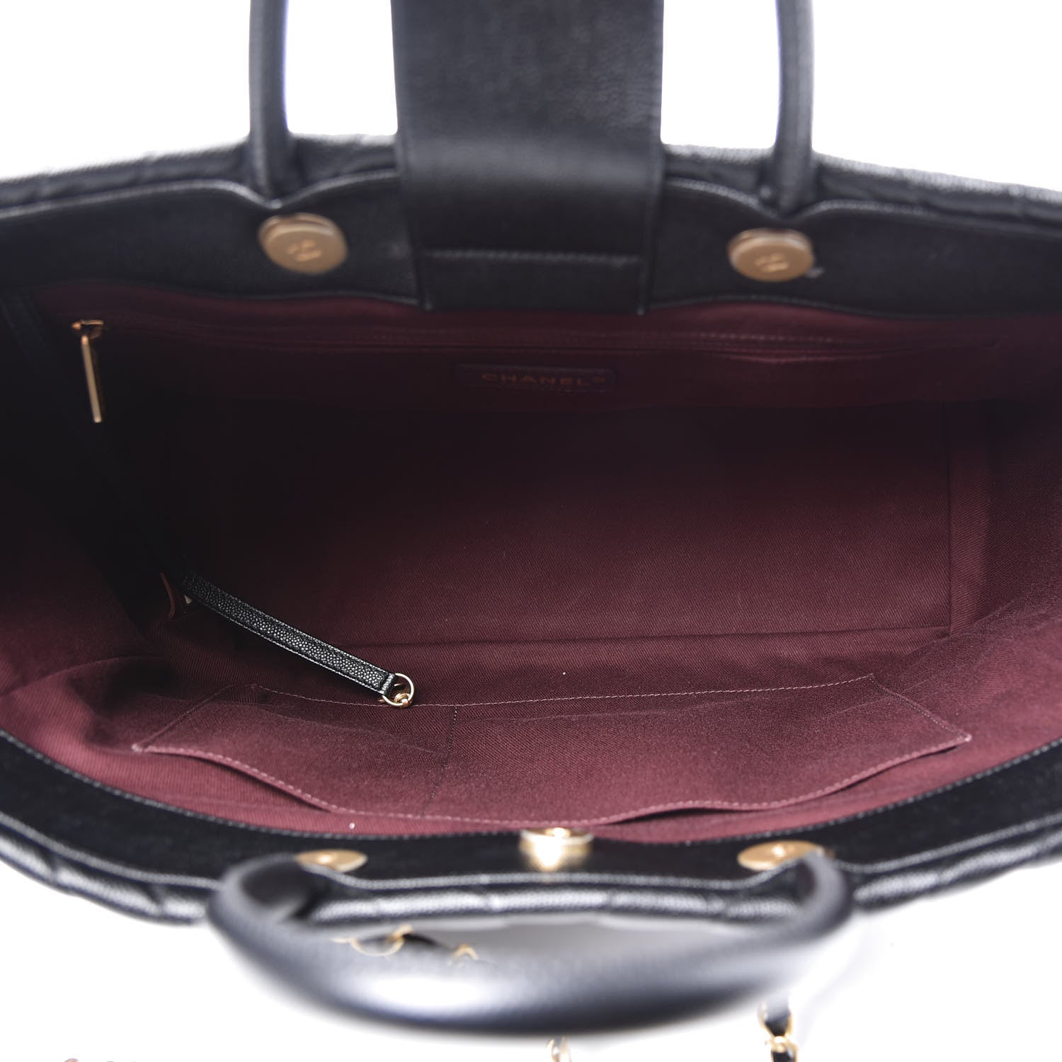 Chanel Caviar Chevron Quilted Coco Handle Shopping Tote Black 5 of 14