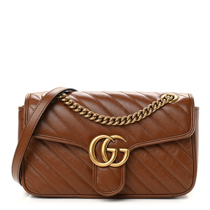 Gucci Azalea Calfskin Matelasse Diagonal Small GG Marmont Shoulder Bag Cuir 1 of 11