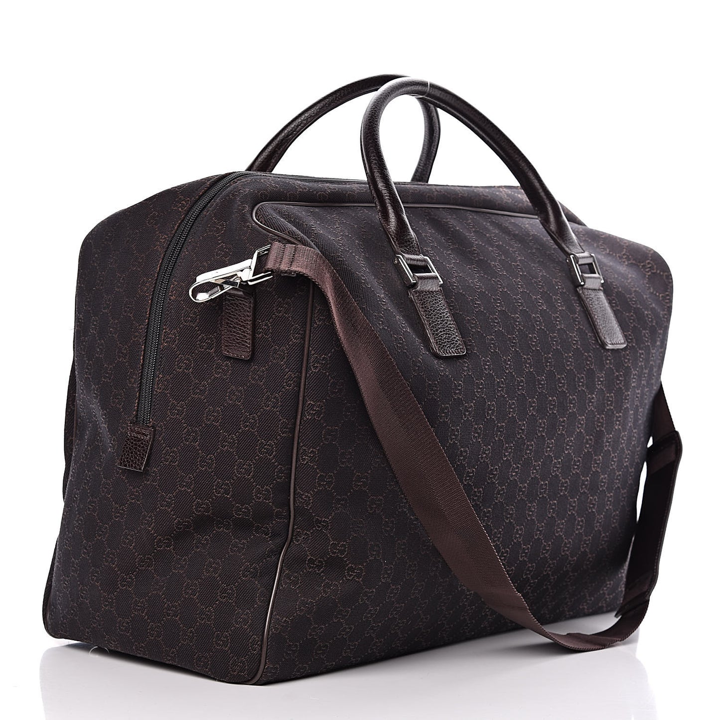 Denim Monogram Large Carry On Duffle Dark Brown