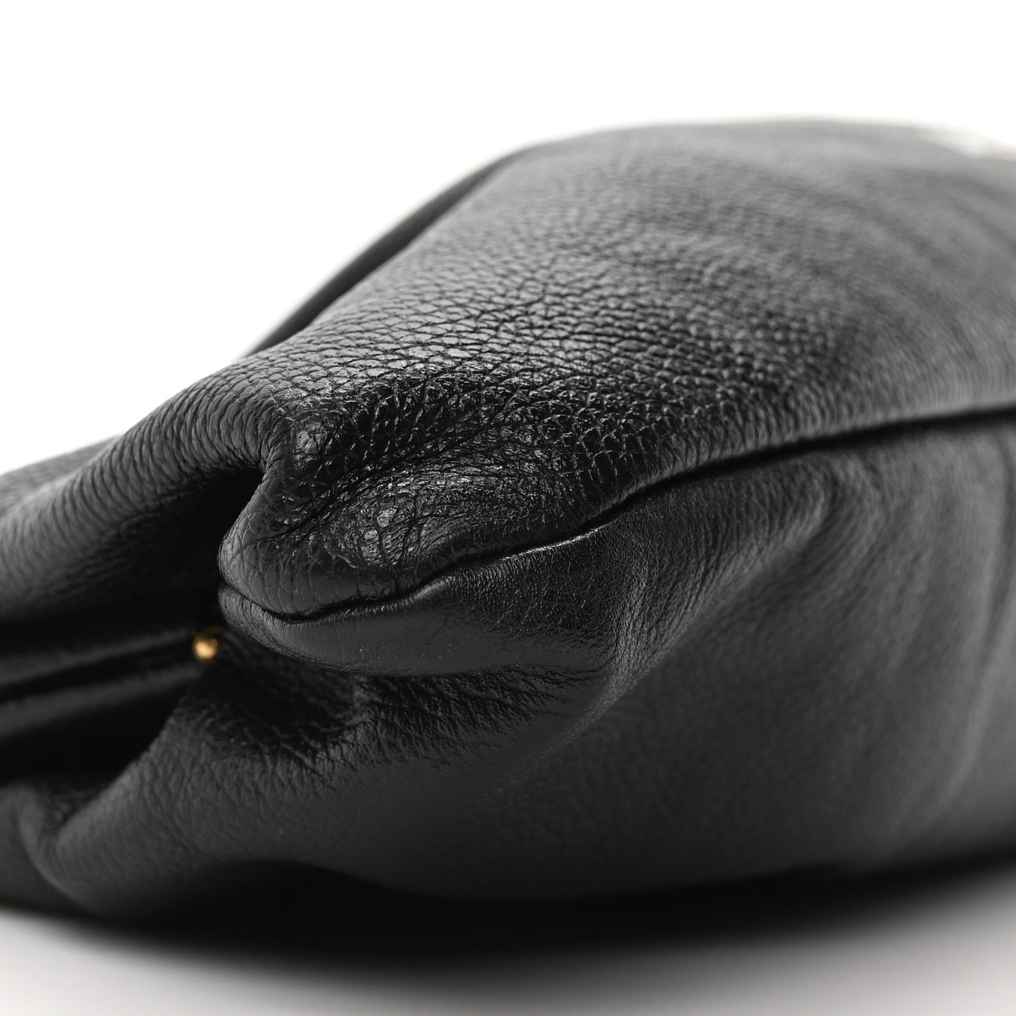 Grained Calfskin Logo XL Cloud Clutch Black