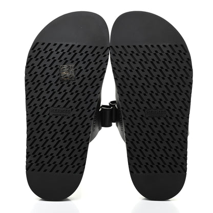 Hermes Calfskin Womens Chypre Sandals 37 Black 5 of 8