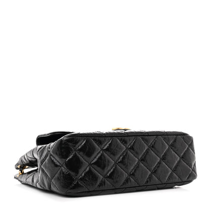 Chanel Shiny Crumpled Calfskin Quilted Wavy CC Hobo Black 4 of 10