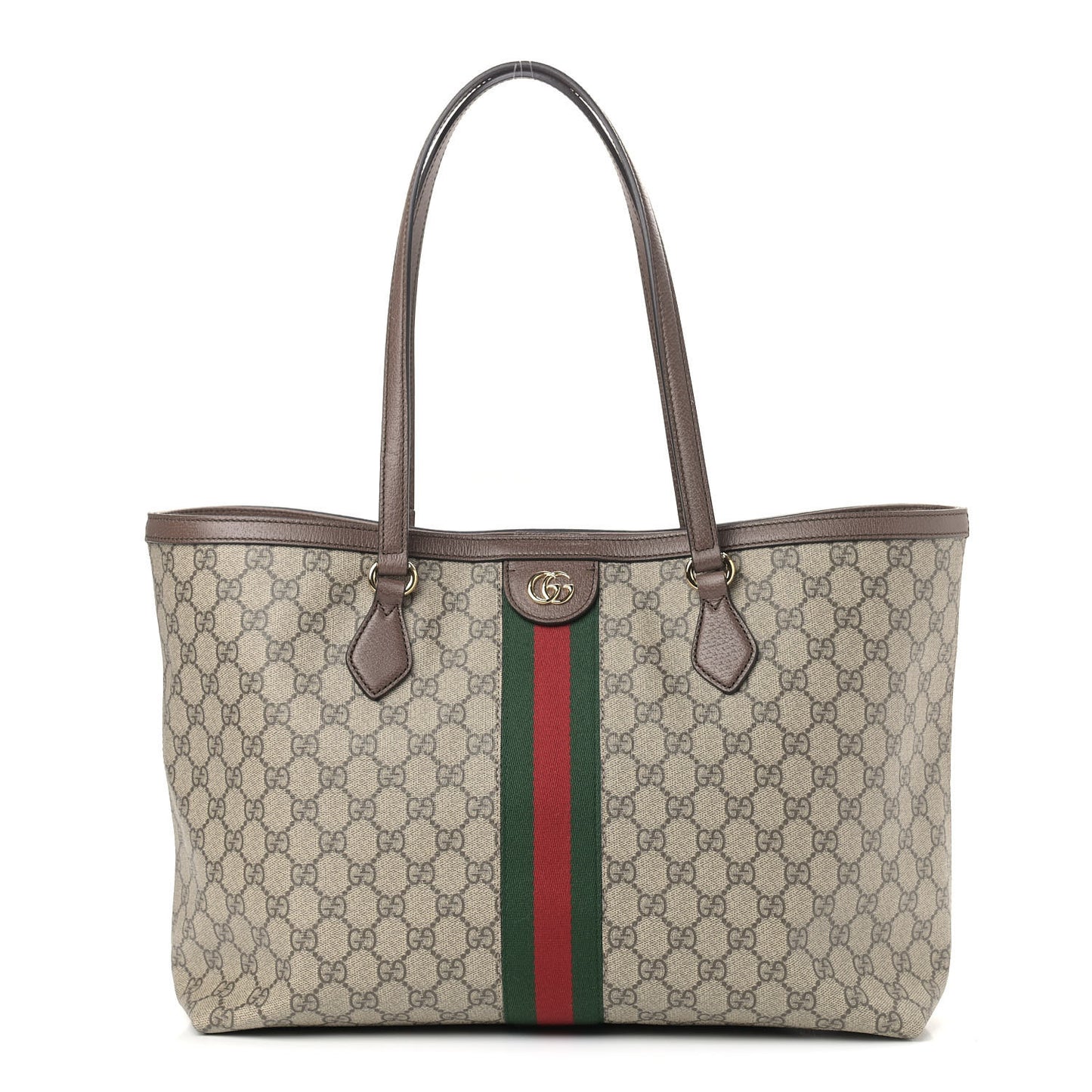 GG Supreme Monogram Medium Ophidia Shopping Tote Brown