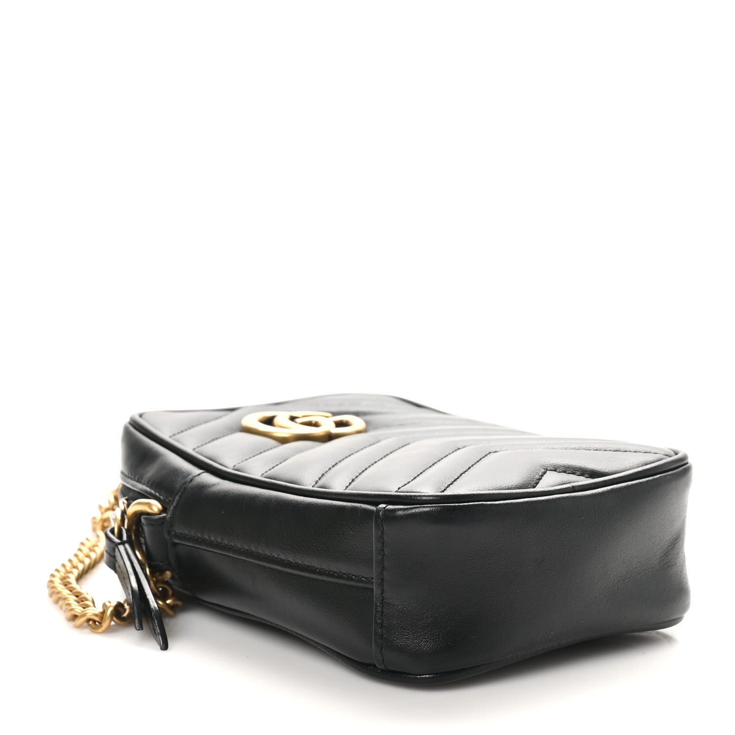 Gucci Calfskin Matelasse Mini GG Marmont Crossbody Bag Black 4 of 11