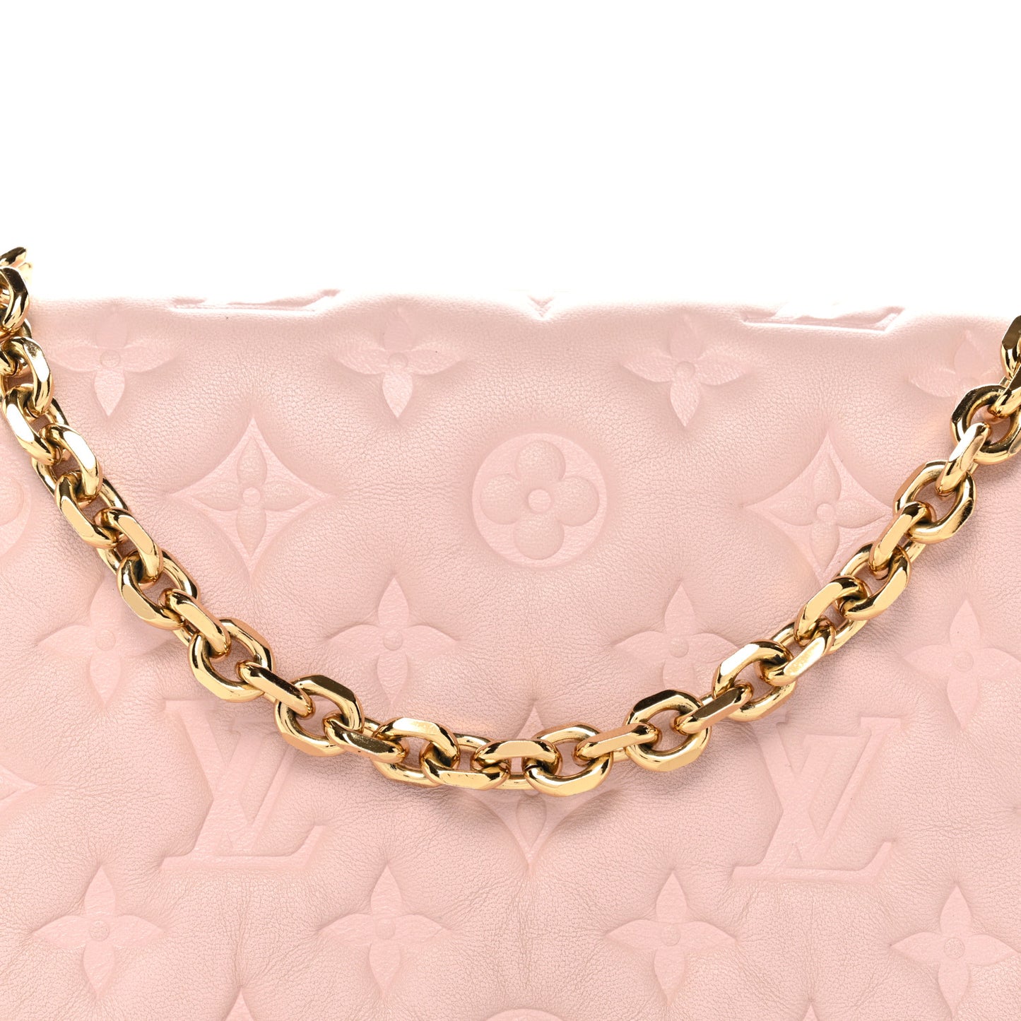Lambskin Embossed Monogram Pochette Coussin Rose