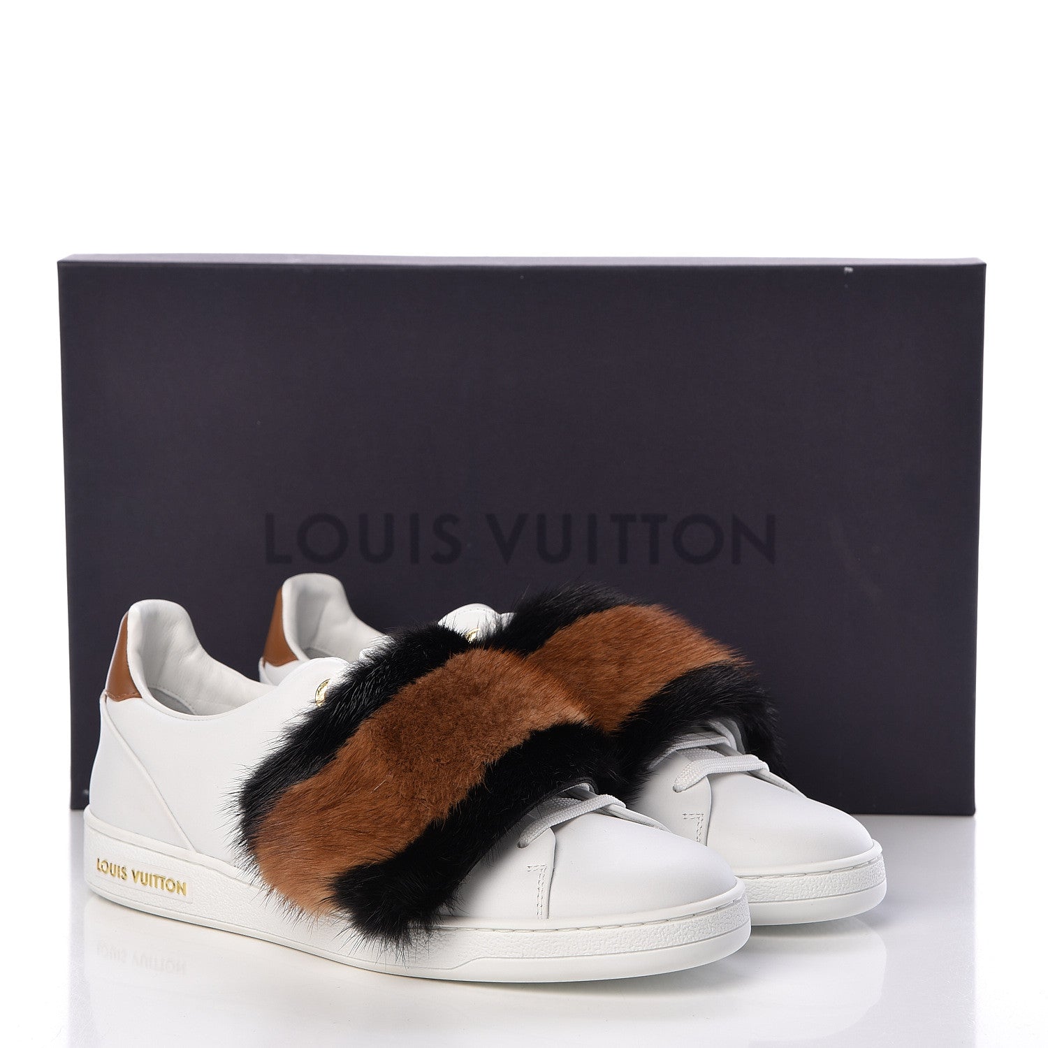 Louis Vuitton Calfskin Mink Fur Frontrow Sneakers 37.5 White 9 of 9