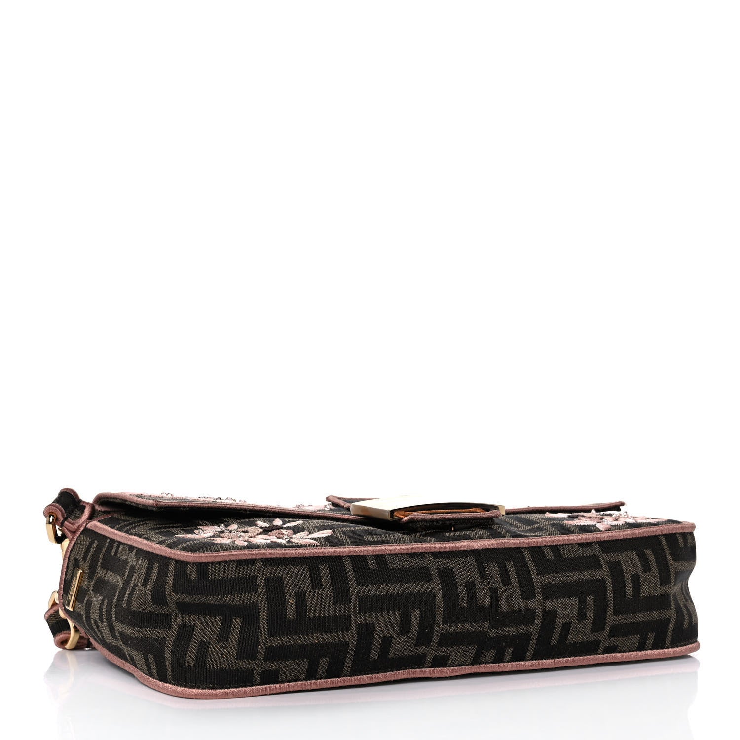 Fendi Fabric Jacquard FF 1974 Paisley Embroidered Baguette Tobacco Moro Rosa Quarzo Multicolor 4 of 13